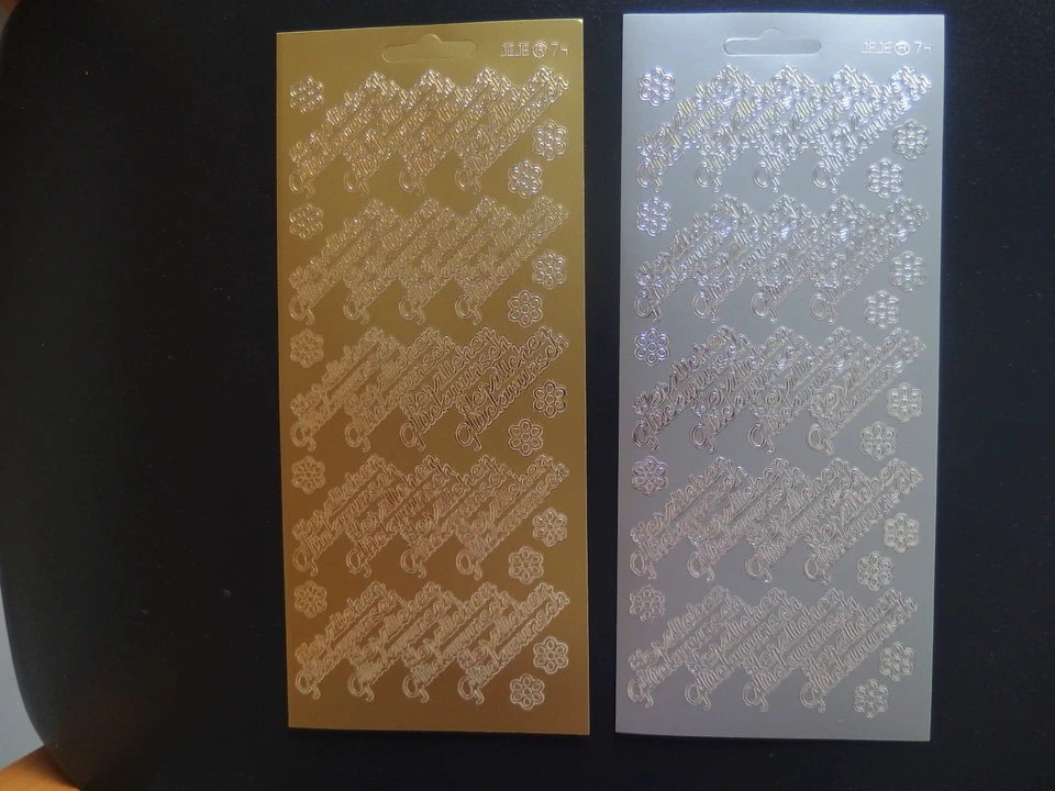 HOBBY FUN Konturensticker - Sticker Schriftzug - Herzlichen Glückwunsch - silber / gold