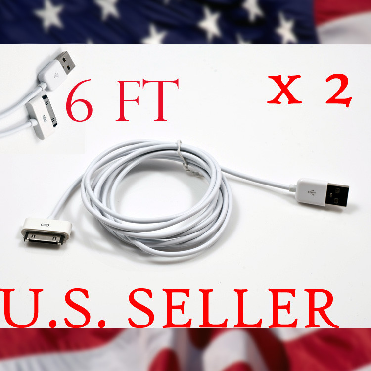 2 USB SYNC CHARGER CABLE CONNECTOR IPHONE 4 3GS 3G IPAD