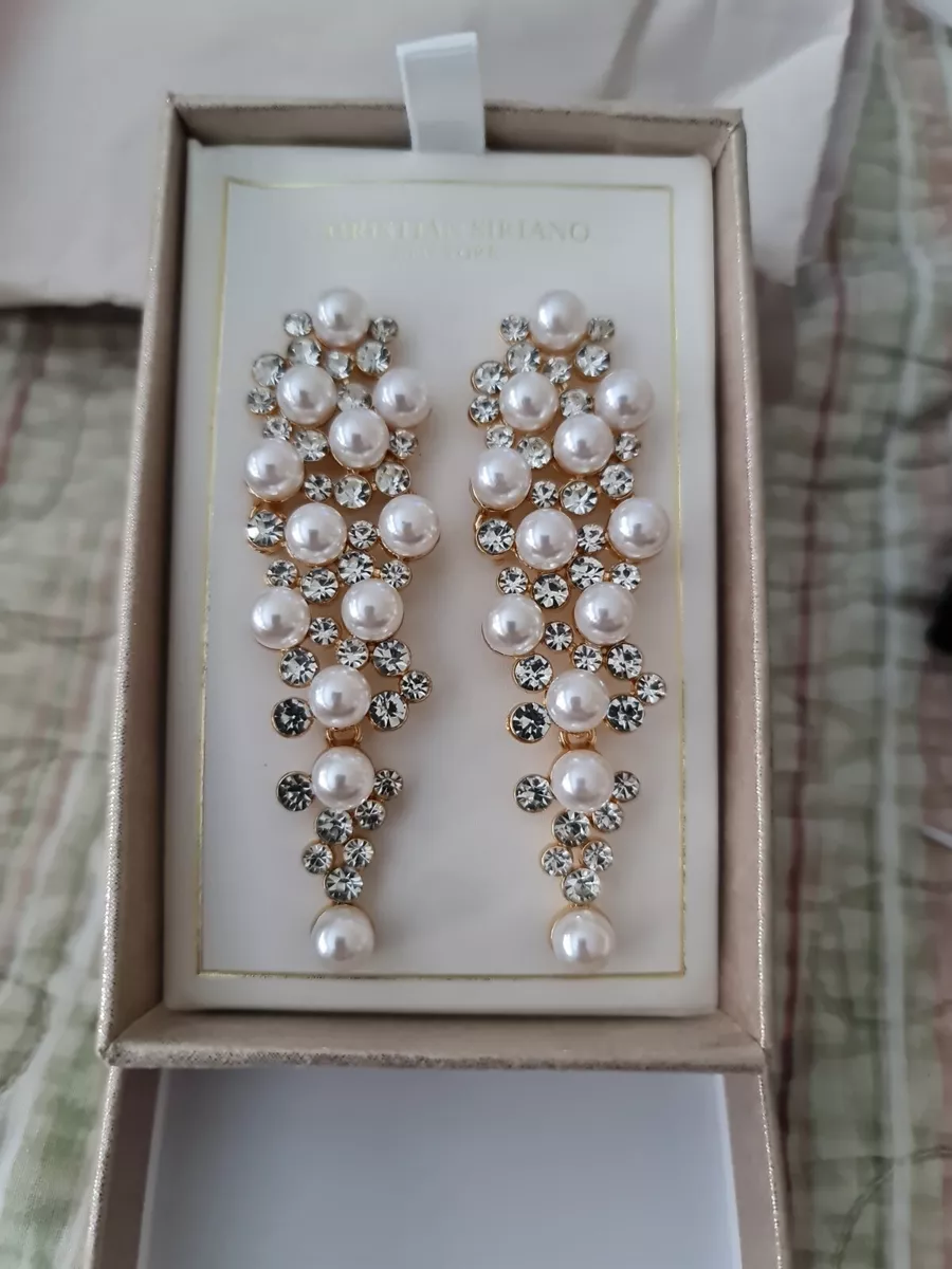 Christian Siriano NY Earrings Pearls Crystals Party Bridal Statement NIB