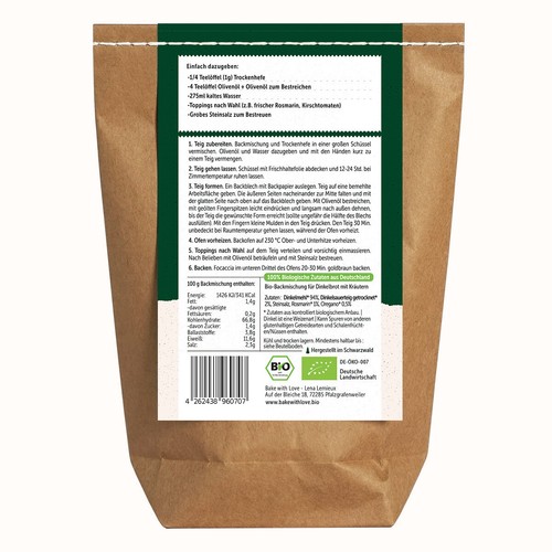 Bio Dinkel Focaccia Brotbackmischung italienisches Brot mit Sauerteig & Kräuter - Bild 7 von 10