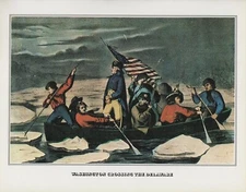 1978 Vintage "WASHINGTON CROSSING THE DELAWARE" CURRIER & IVES COLOR Lithograph