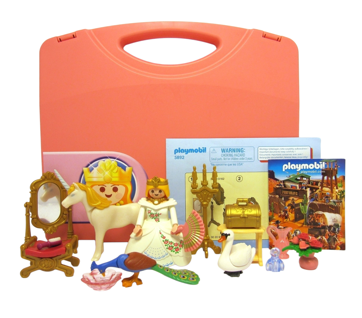 Playmobil Princess Magic Castle 5892 Carrying case Peacock Unicorn Swan  COMPLETE