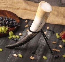 Viking Drinking Horn with Iron Stand Viking Gift for Men and Women Cosplay Gift