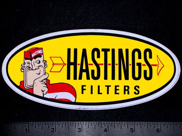 HASTINGS Filters - Original Vintage 1960's 70's Racing Decal/Sticker HASTINGS Filters - Original Vintage 1960's 70's Racing Decal/Sticker
