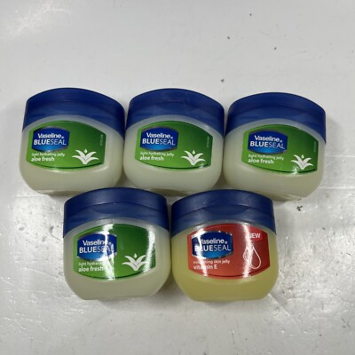 Lot of 5  VASELINE BLUE SEAL ALOE FRESH, (1) w/ Vitamin E - 1.7 FL.OZ (50 ml) ea