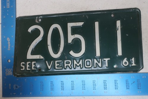 Vermont License Plate Tag 1961 61 20511