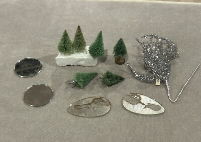 Vintage Bottle Brush Christmas Tree Lot Of 6 Trees 4 Mirrors 1 Bristle Tree(11)
