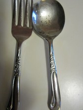 Vintage deluxe stainless The First Years baby fork and spoon set small