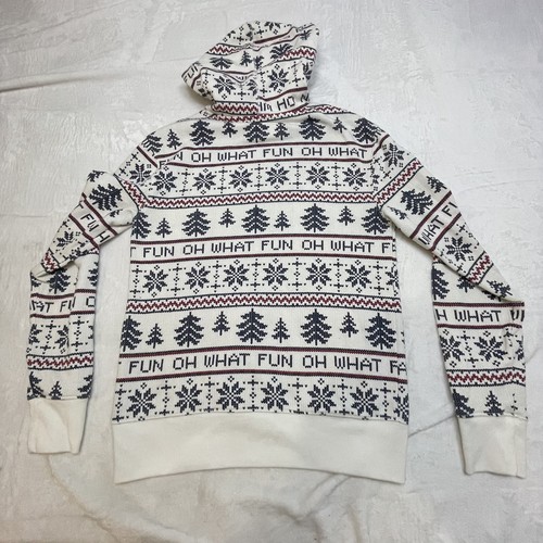 Aeropostale Hoodie Mens Large White Christmas Holiday Oh What Fun Comfort - Picture 13 of 13