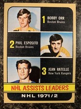 NHL HOCKEY CARD - BOBBY ORR NHL ASSIST LEADERS - 1972 TOPPS - CARD #62