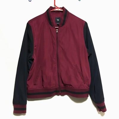 GAP Mens Varsity Jacket Ruby Wine/Black Preppy  Size L