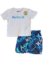 HURLEY Baby Boys 2pc Athletic Short Sleeve Shirt Shorts Set White/Blue 24 Mo NEW