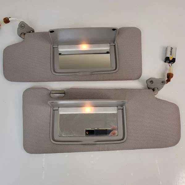 2003-2008 Nissan 350Z Sun Visor Pair Gray Cloth w/Mirror Light Set of 2 OEM - Image 2 of 4