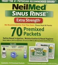 NeilMed Sinus Rinse Saline Irrigation Pre-Mixed Packets Extra Strength 70 Count