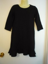 KAREN KANE DRESS-SZ SM-BLACK -KNIT-RUFFLE BOTTOM-ROUND NECK-ELBOW SLEEVE