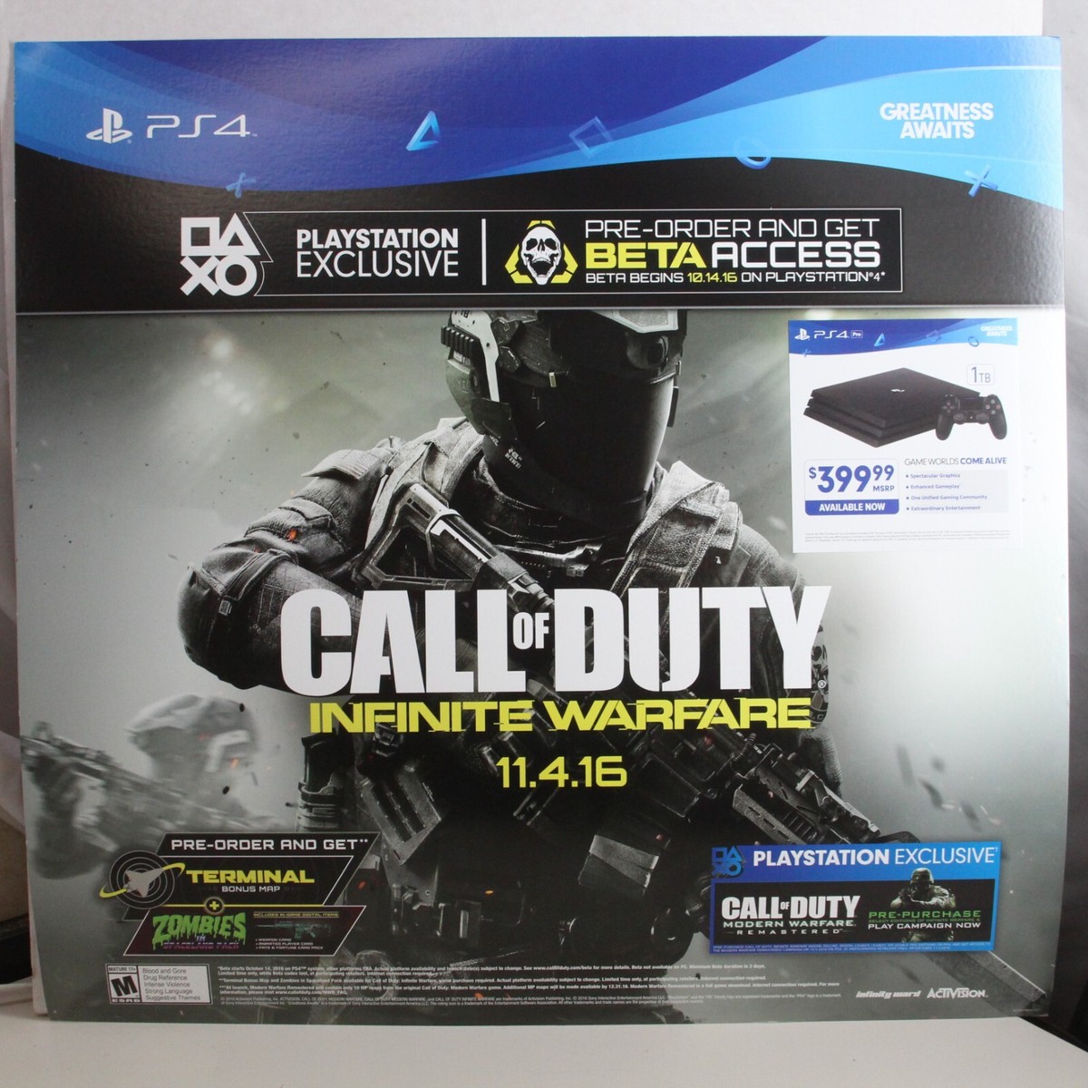 Call Of Duty Infinite Warfare GameStop Poster x PS4 Playstation