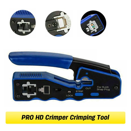 RJ45 Crimp Tool for End Pass Through Cutter Cat6 Cat5 Cat5e 8P8C Plugs Connector - Picture 3 of 16