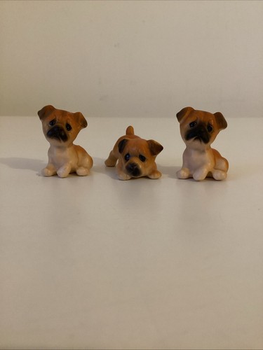 Small Dog Figurines Ceramic Collectable 3cm tall Cute x 3