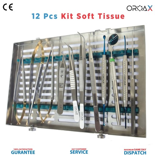 12 PCS Micro Surgery Soft Tissue Kit Dental Implant Suturing Forceps & Tweezers - Picture 3 of 4
