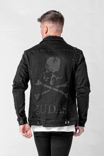 Black Paint Splatter Mens Denim Jacket 