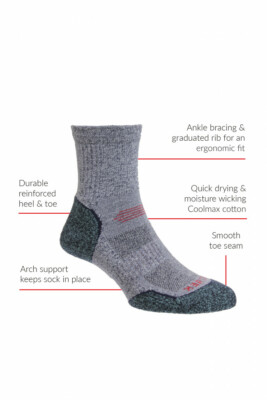 HJ Hall ProTrek  HJ700 Light Hike Coolmax  Baumwolle Wanderschuh Socken alle Größen
