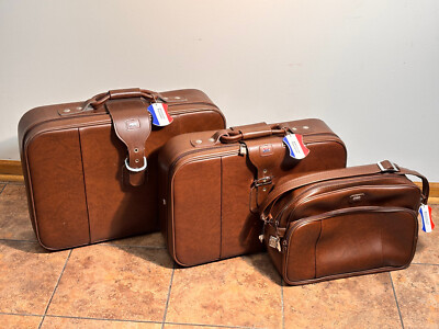 Set of 3 Vintage 70s Medium Size American Tourister Vinyl Suitcase Luggage