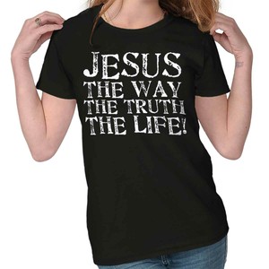 Jesus Way Truth Life John Christian Religious Tee Shirts Tshirts