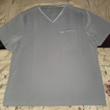 Jaanuu Mens V-Neck Medical Scrub Tuck In Top Xlarge Gray 86055