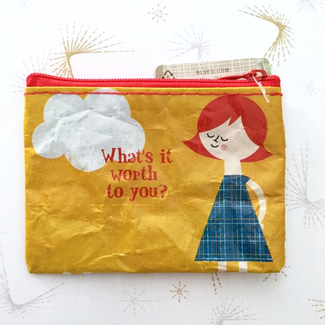 Blue Q Coin Pouch Purse Recycled Eco Friendly Retro Travel Wallet Small