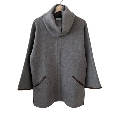 Soft Surroundings Cotswold Wool Blend Cowl Neck Pullover Tunic Sweater Gray  S - Main Image