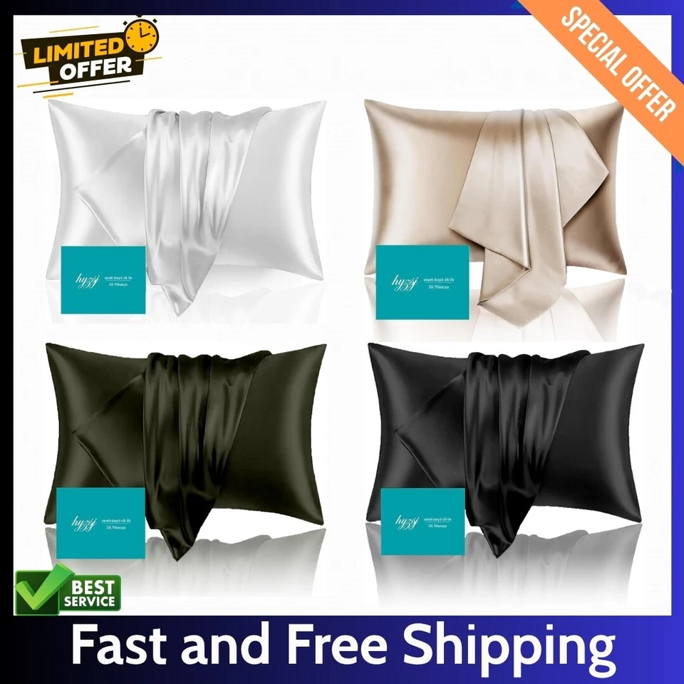 Mulberry Silk Pillow Cases Queen Size with Hidden Zipper, Ultra Smooth,Women Men