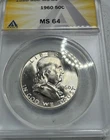 1960  Franklin US Half Dollar,   MS64 by ANACS,   a SUPERB looking coin!!!!