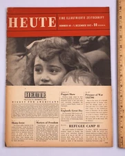 December 1947 Heute German Language Magazine U.S. Military Government Post War