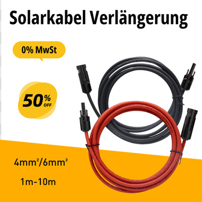 1Paar Solar Verlängerungskabel 4/6mm² PV Solarpanel Kabel mit Stecker 0% MwSt