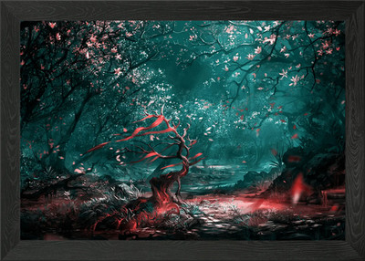 Verzauberter Wald gerahmtes Wandbild Poster Leinwanddruck Bild