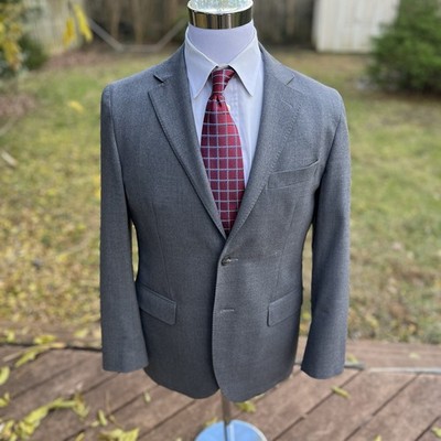 MINT! LBM 1911 Suit 42R Grey 36Wx29 Dual Vent 2Btn Qtr Lined ITALY Slim Wool Ble