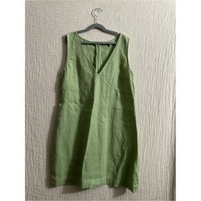 Madewell Ariana V-Neck Mini Dress in a light green linen sz S