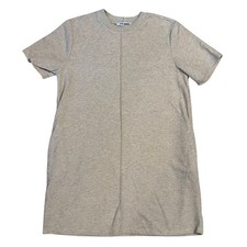 Steve Madden Oatmeal Short Sleeve Above the Knee Seamed Sweater Dress Size Large