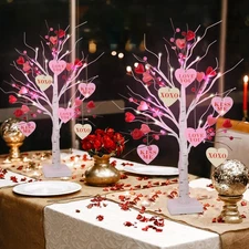 DR.DUDU 2Pcs 24 Inch Valentines Day Birch Tree Lights, Artificial Branch Tree...