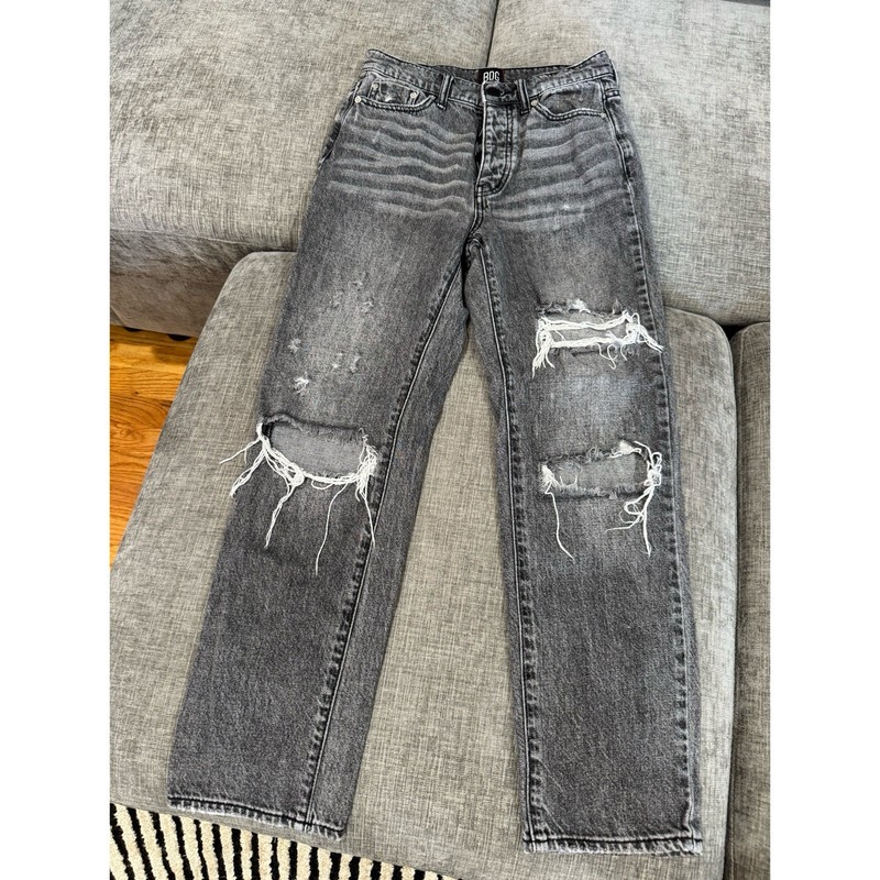 BDG Urban Outfitters Jeans Womens Slim Straight Distressed Black Gray Ripped 25