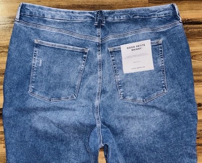 GOOD AMERICAN GOOD PETITE SKINNY JEANS MID RISE SKINNY LEG SIZE 28 / 32 PLUS NEW
