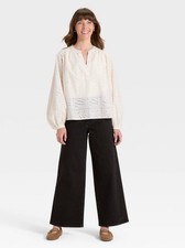 Women's High-Rise Sailor Wide Leg AnkleJeans - Universal Thread Black 16