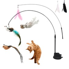 9PCS Suction Cup Cat Toy Set, Interactive Cat Toys for Indoor Cats with 2 Fle...