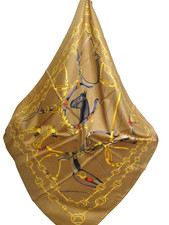 FATTORSETA ITALY 100 SILK EQUESTRIAN SCARF HORSE STIRRUPS 26x26 MADE IN ITALY