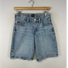 Retro 90s Gap Kids Girls Size 14 Light Blue Wash Loose Fit Denim Bermuda Shorts