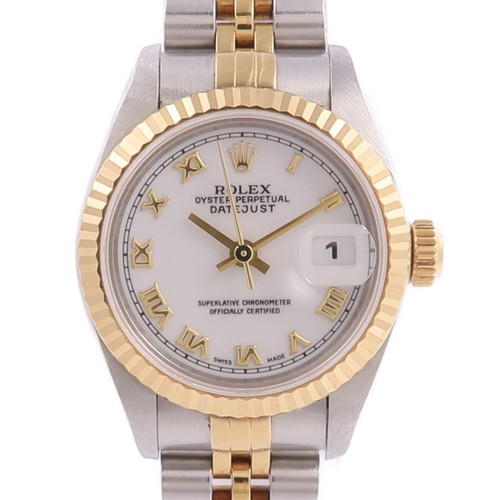ROLEX Datejust 69173 Automatic Watch 18K Yellow Gold Stainless Steel White