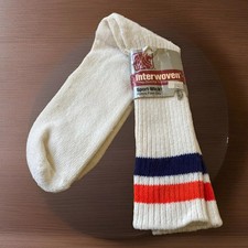 VTG Socks Crew Over Calf Striped 10-13 Acrylic Interwoven Orange/Blue 80s 90s