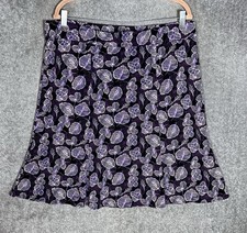 Sag Harbor Stretch Pull On Flare Skirt Womens Sz Large Purple Hawaiian Tropical
