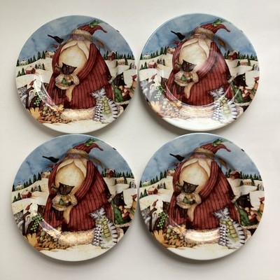 Holiday Home Santa Claus Cats Dessert Salad Accent Plates Set Of 4 Debi Hron 8 