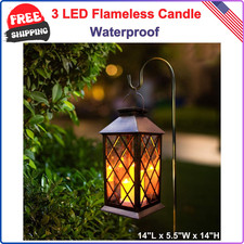 Solar Lantern Hanging Light 3 LED Outdoor Garden Lamp PVC Waterproof Decor